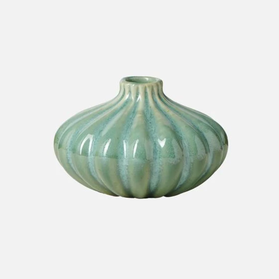 Allium Gourd 6h” Reactive Green Glaze Ceramic Vase