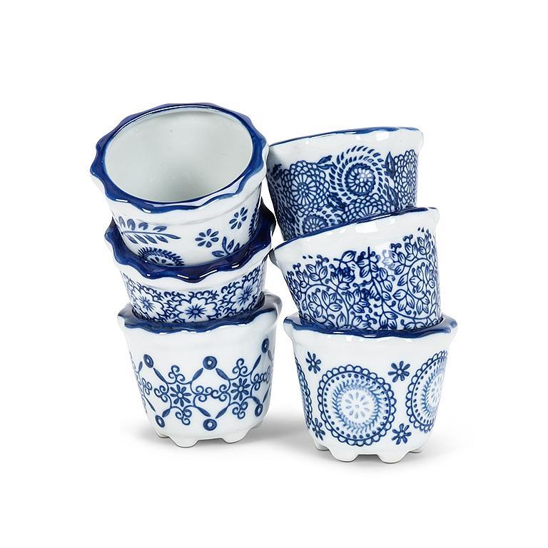 Blue & White Small Planter 3"D (Assorted) - Image 2