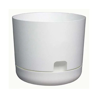 DCN Plastic Oasis Self-Watering Planter w/ Saucer, (8"), Light Grey