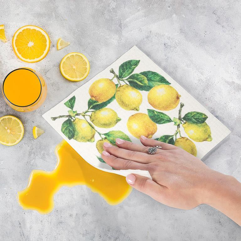 Lemons & Leaves Dishcloth 6.75x7.5"L - Image 3