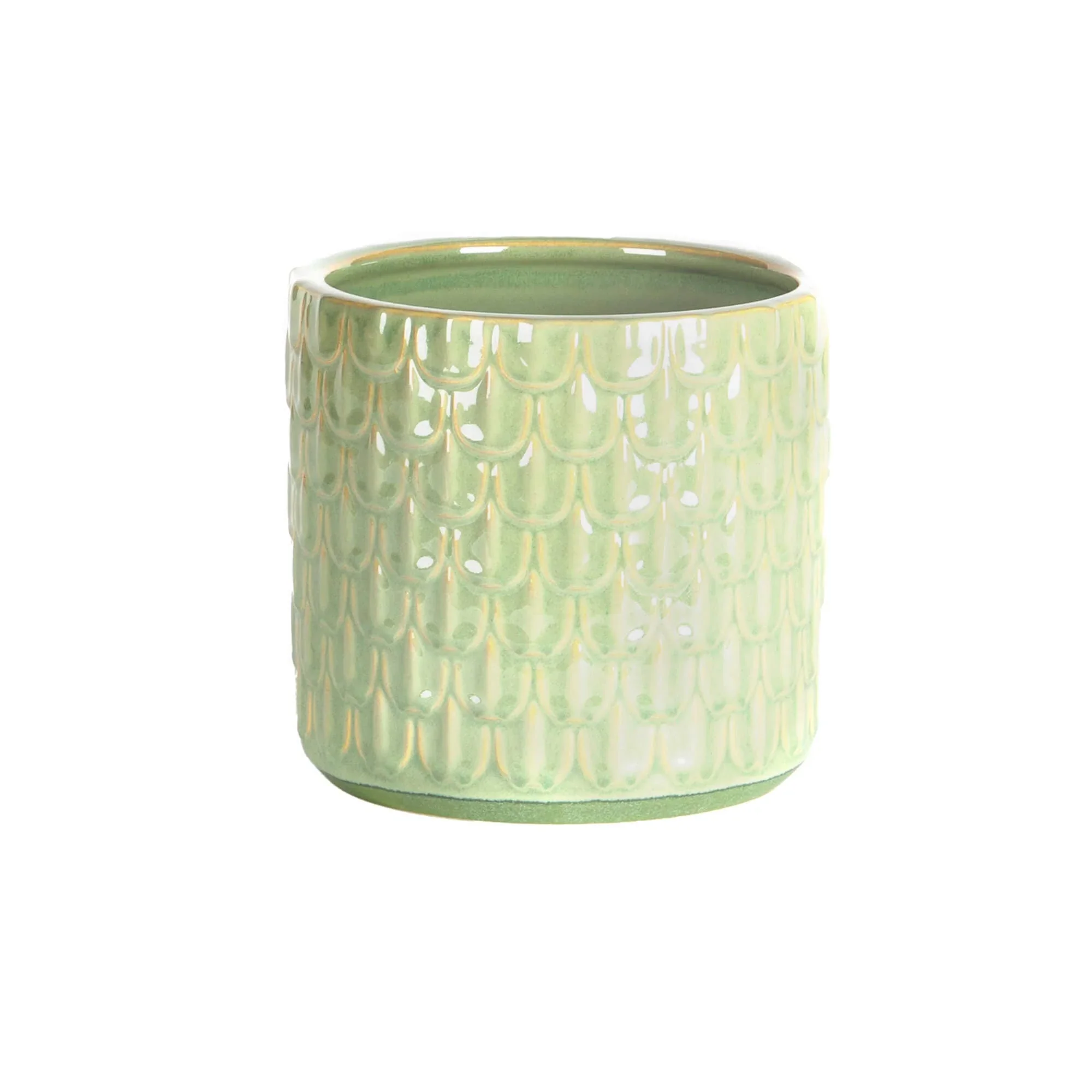 MEDIUM GREEN EMBOSSED POT
