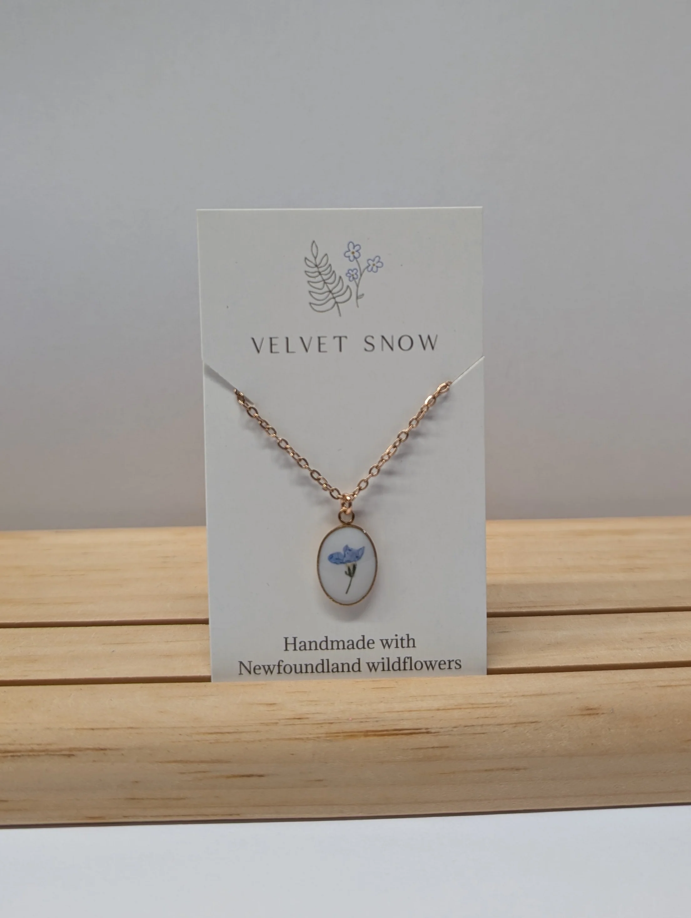 Necklace | Forget Me Not | Small, Oval | Rose Toned Stainless Steel