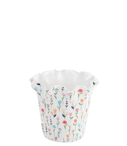 Ruffle Edge Planter with Flower Pattern