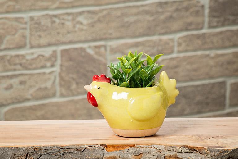 Small Chicken Planter Yellow 5"L - Image 4