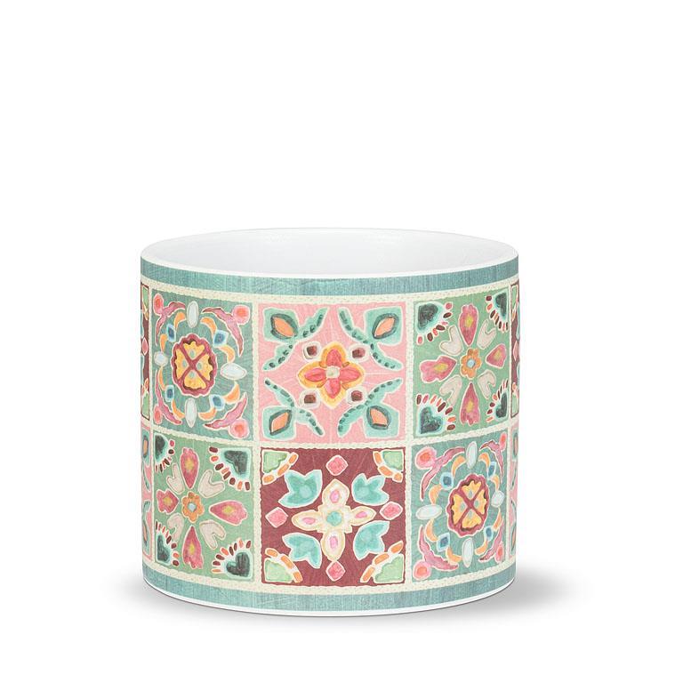 Small Muted Tile Grid Planter 4"H