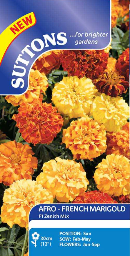 Suttons Seeds - Marigold Afro-French F1 'Zenith Mix'