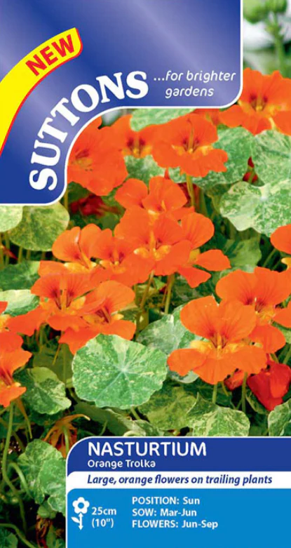 Suttons Seeds - Nasturtium 'Orange Troika'