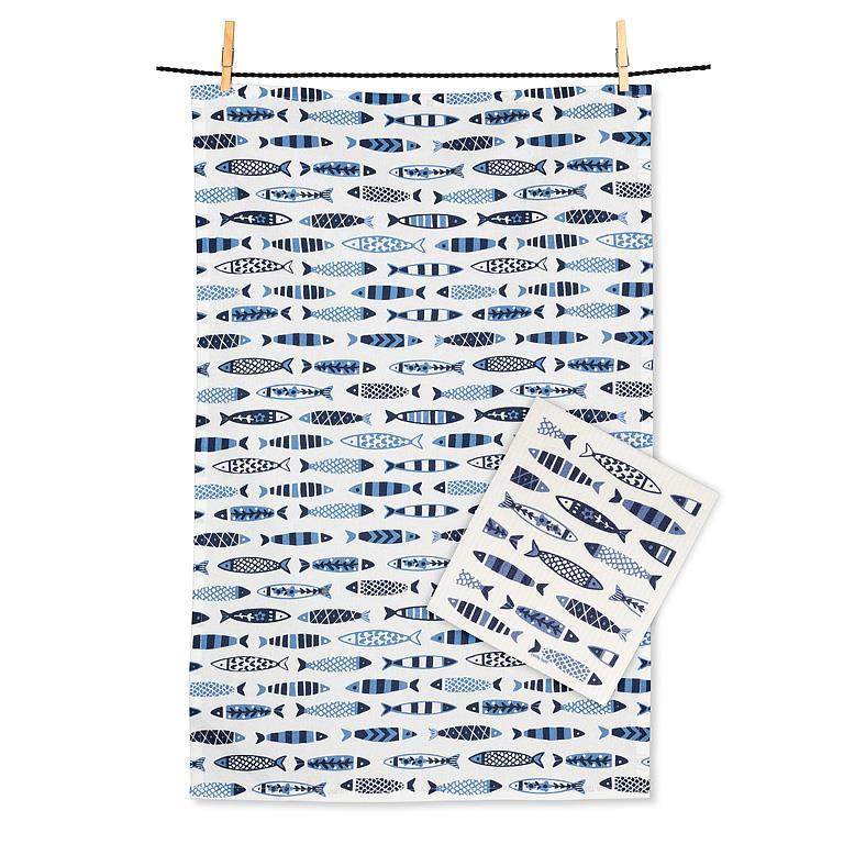 Swimming Fish Dishcloth & Kitchen Towel Set