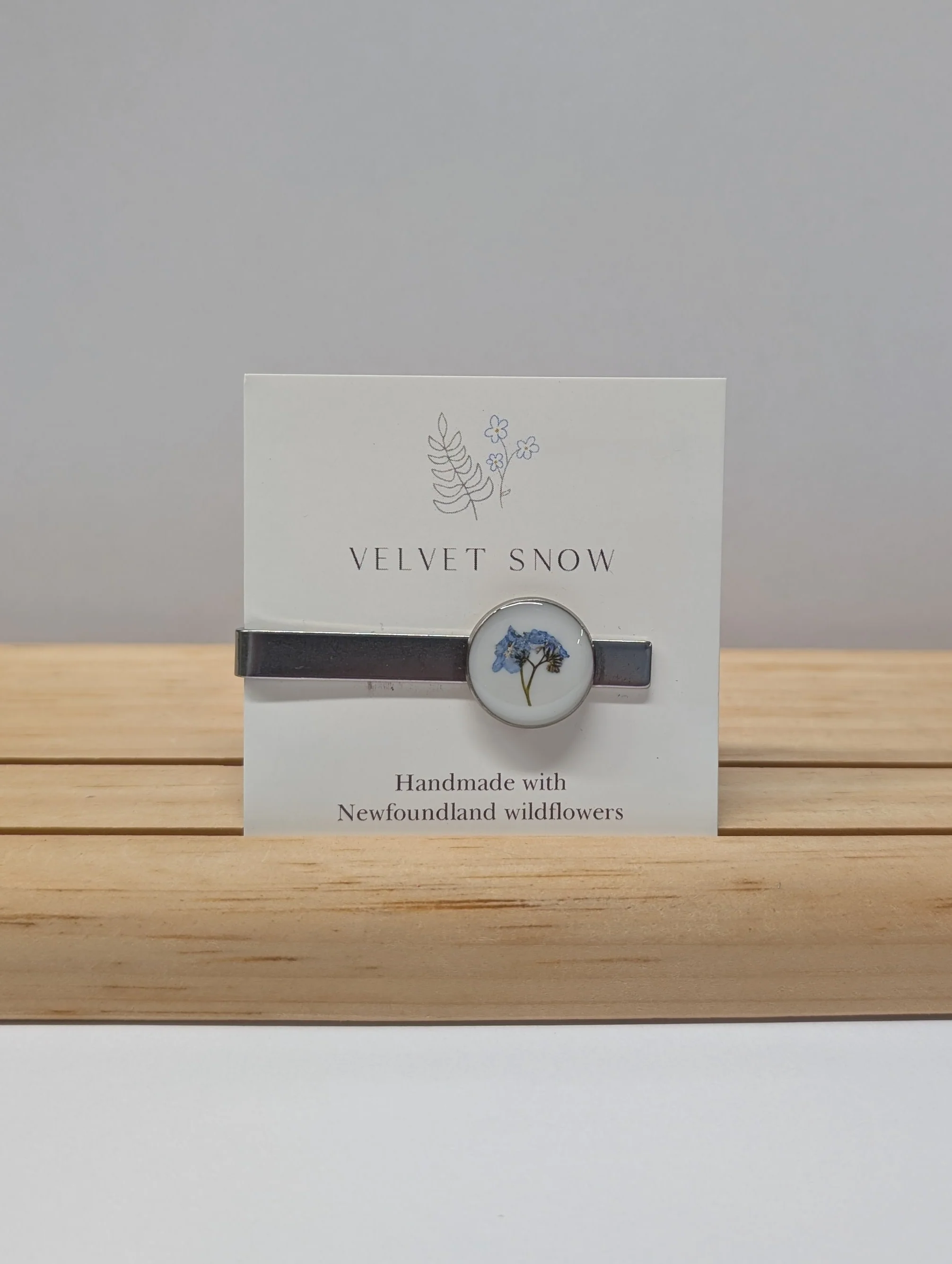 Tie Clip | Forget Me Not | Round | Stainless Steel ($40)