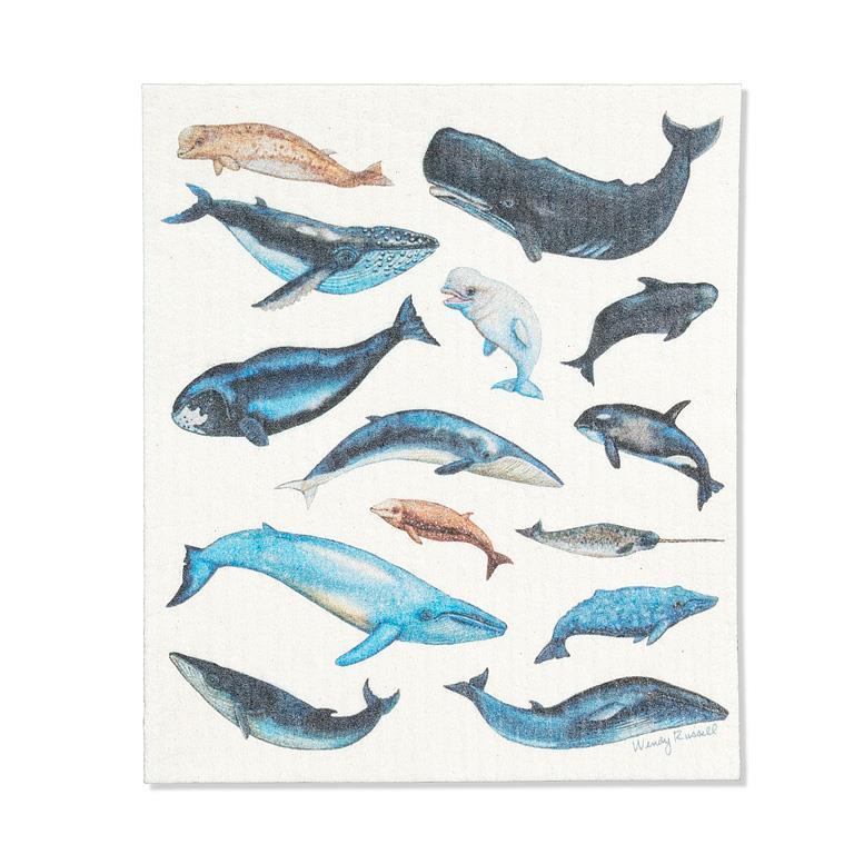 Whales Dishcloth 6.75x7.5"L