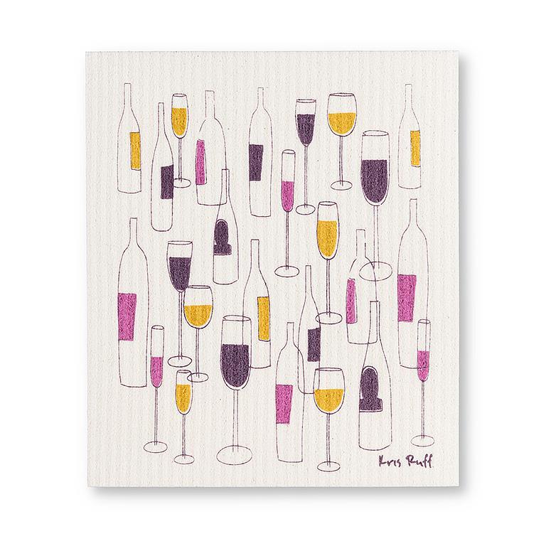 Wine Bottles & Glasses Dishcloths. Set of 2 - Image 2